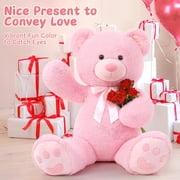 MorisMos 4ft Giant Pink Teddy Bear Stuffed Animal, Big Teddy Bear Plush