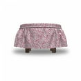 thumbnail image 4 of Floral Ottoman Cover, Continuing Botany Elements, 2 Piece Slipcover Set with Ruffle Skirt for Square Round Cube Footstool Decorative Home Accent, Standard Size, Hot Pink and White, by Ambesonne, 4 of 5