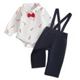 thumbnail image 3 of Bainana Christmas Kid'S Gentleman Outfits Set Long Sleeve Letter Print Shirt And Suspender Pants 2 Pieces Suit Set Infant Boys Girls Cute Daily Wear, 3 of 8