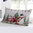 thumbnail image 5 of Grey Christmas Queen Size Pillow Cover, Pillowcase Protectors with Zipper, Breathable Decorative Throw Pillow Case Cover, Snowman Xmas Truck Balls Tree Pillow Shams for Couch Sofa 20x30Inch, 5 of 8
