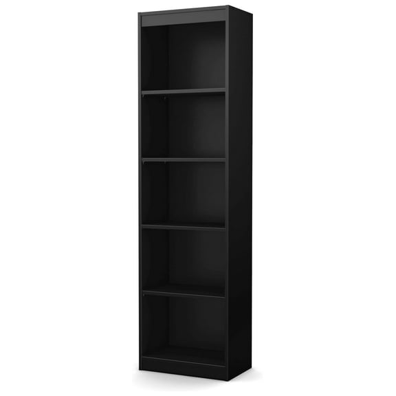 Axess 5-Shelf Narrow Bookcase, Pure Black, 7270758