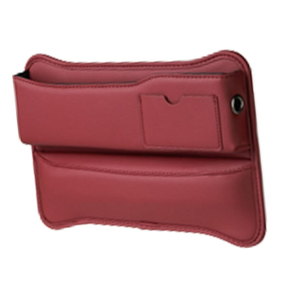 Organizador de espacio para asientos de coche, bolsillo lateral de consola, cuero sintético, multifuncional. Rojo