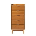 thumbnail image 4 of Walker Edison 43” Mid-Century Modern Gallery-Top 5-Drawer Dresser, Caramel, 4 of 11