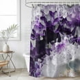 thumbnail image 6 of Purple Black Geometric Shower Curtain Set - Long 72" x 84" Washable Bathtub Curtain with 12 Hooks, Modern Abstract Crystals Artwork Waterproof Fabric Stall Shower Curtains for Bathroom/Bathtub Décor, 6 of 6