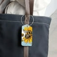 thumbnail image 6 of PhooArto 2 Pcs Sunflower Flowers Bee Luggage Tag for Suitcases, Leather Baggage Tags Identifiers for Travel, Stainless Steel Loop Name ID Label for Women Bag Backpack, 6 of 6