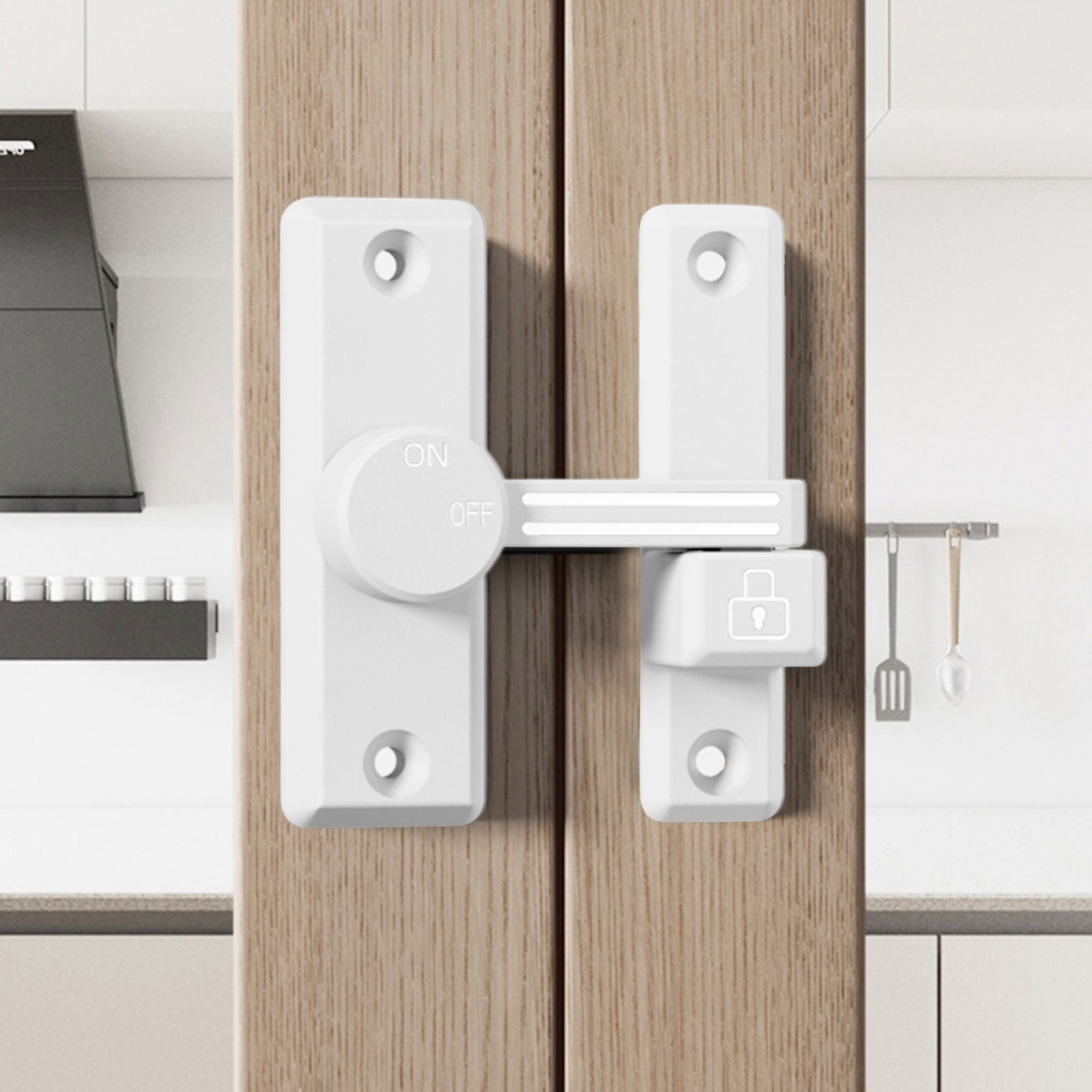 Iuhan No-Drill Door Lock, Sliding Gate Lock and Push-Pull Door Fastener, Adjustable Cabinet Lock Easy-Install Door Stopper for Home Security