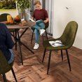 thumbnail image 2 of Homy Casa Set of 4 Modern Dining Chairs with Metal Legs and Upholstery Seats for Kitchen Café, Green Fabric, 2 of 10