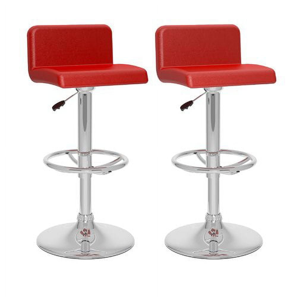 Atlas White Faux Leather Upholstered Adjustable Low Back Barstools