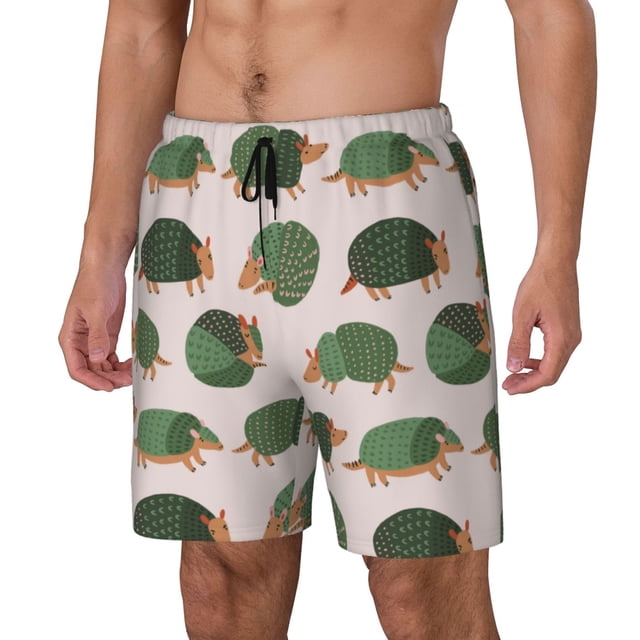 Fotbe Cute Armadillo Traje de Baño para Hombre – Shorts de Natación de Secado Rápido con Forro y Bolsillos-X-Large