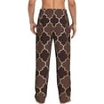 thumbnail image 3 of Junzan Men'S Pajama Pants Brown Gold Grid Sleepwear Pants Pj Bottoms Drawstring And Pockets, 3 of 9