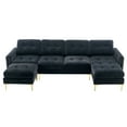thumbnail image 3 of 110" L Shape Convertible Sectional Sofa Couch with Movable Ottoman Rivets Decoration, 3 of 6