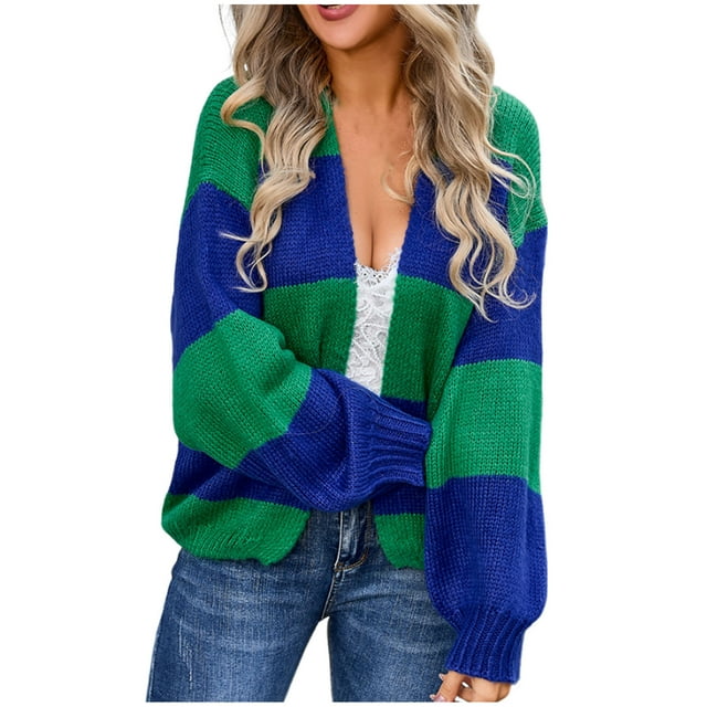 Birdeem Cardigan pour Femmes Cardigan Décontracté à Rayures Manches Longues Chandail Ample