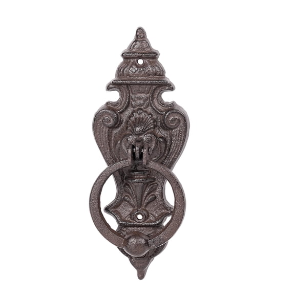 Sungmor Llamador de Puerta de Hierro Fundido Vintage, tirador resistente de 9.3" alt., diseño rústico en forma de trofeo para deco de puerta de entrada estilo farmhouse, acabado marrón antiguo
