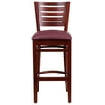 thumbnail image 6 of Flash Furniture 2 Pk. Darby Series Slat Back Mahogany Wood Restaurant Barstool - Burgundy Vinyl Seat, 6 of 7