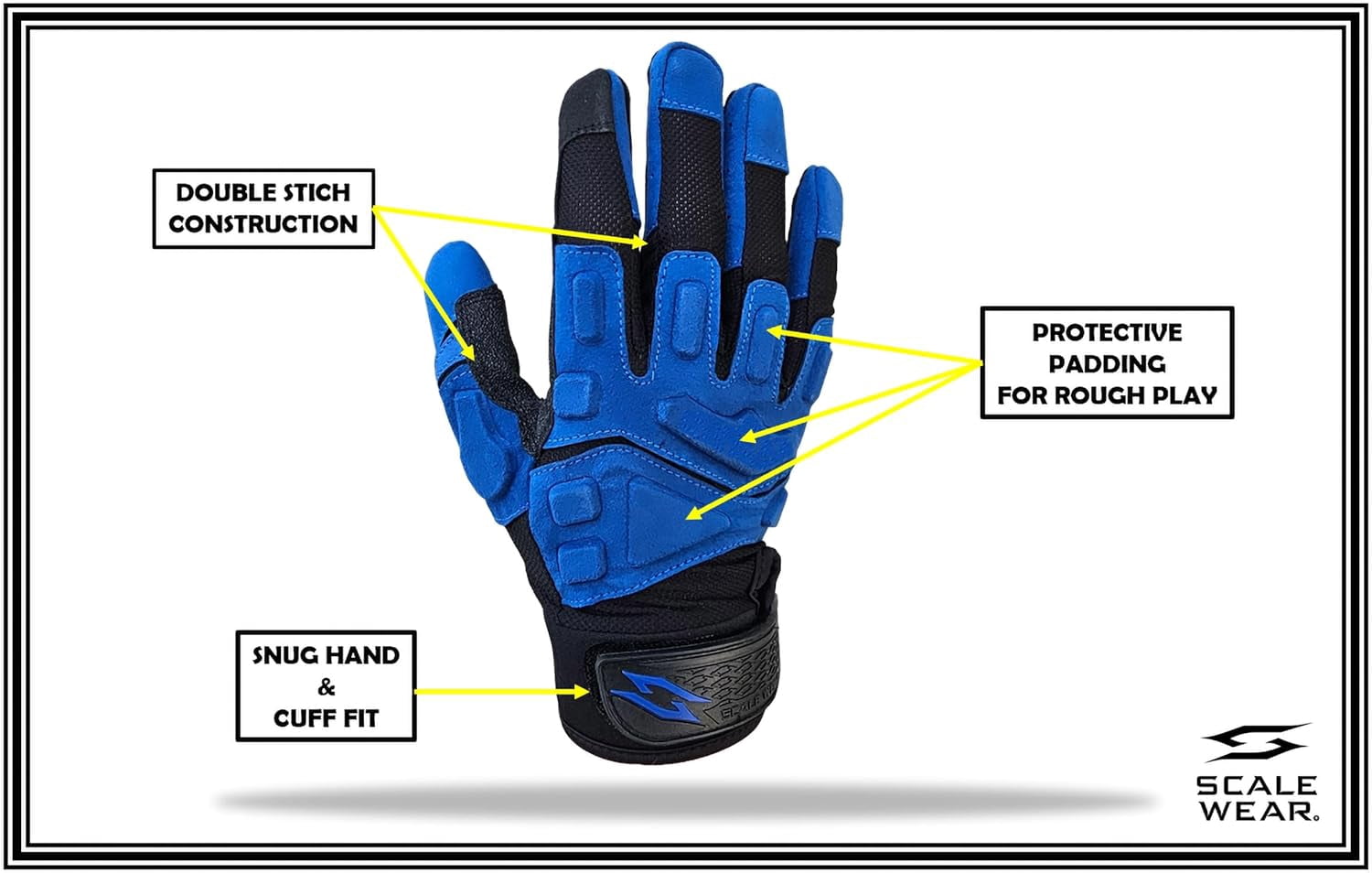Stealth Football Lineman Gloves Black, Battle College Lineman, Be a Villain Not a Joker with Padded Protection, Youth, Kids, Men, Boys, Small to XXL Sizes