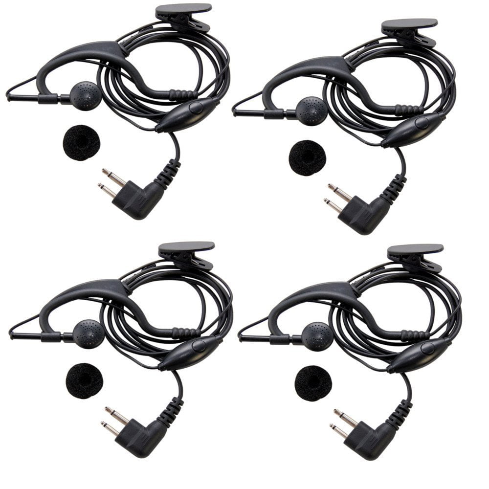 HQRP SET: 4PCS 2-Pin External Ear Loop Hands Free with Push-to-talk Microphone for Motorola Radio Devices CLS Series: CLS1110 CLS1410 CLS1413 CLS1450 CLS1450C CLS1450CB VL50