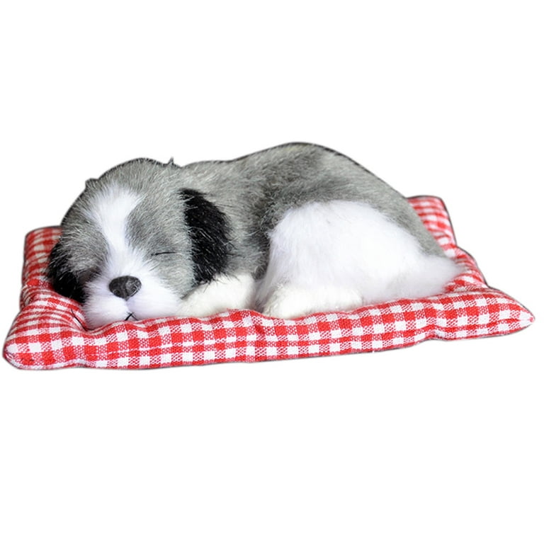 Porfeet Cute Simulation Sleeping Puppy Dog Doll Toy with Sound Kid Toy  Decoration Gift,Grey