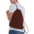 thumbnail image 3 of Easygdp Brown Drawstring Backpack, Beach Sackpack, Travel Sackpack Lightweight for Sports, Gym, Travel, Swimming - Medium, 3 of 9