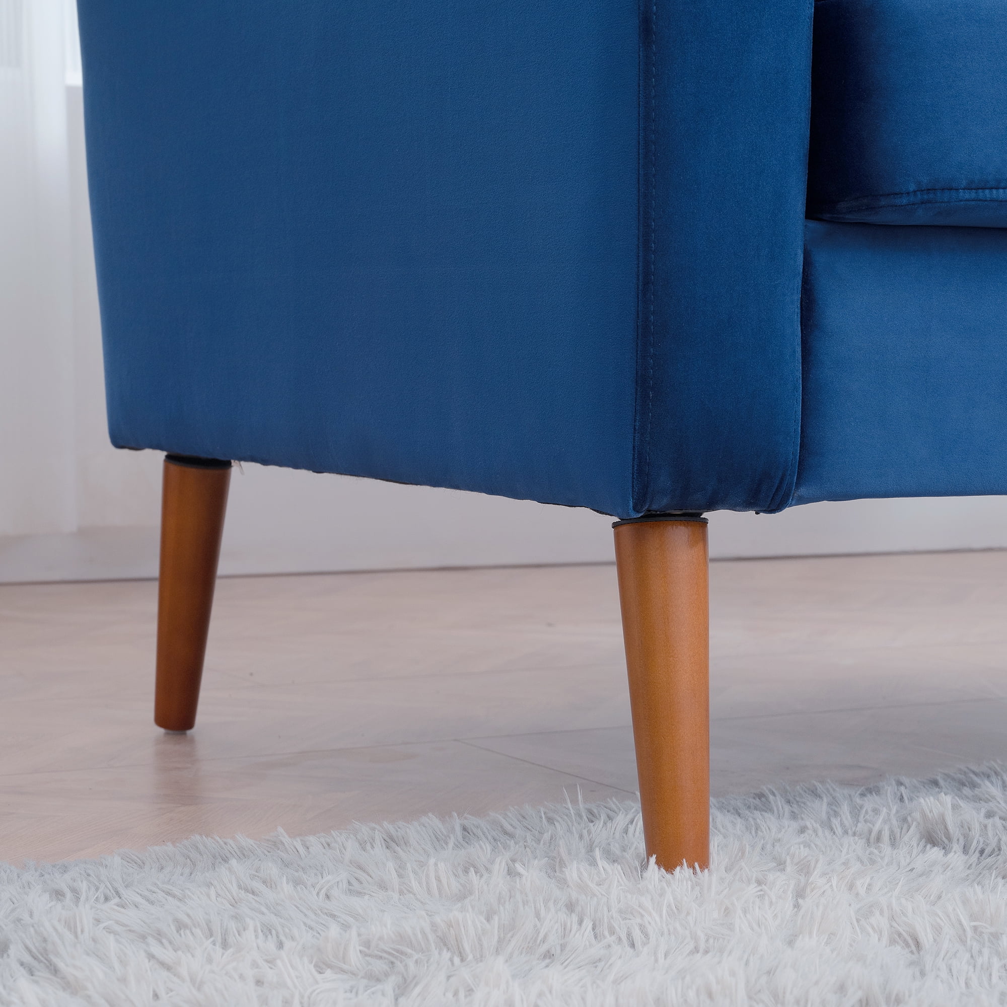 YYAo Extra Deep Filled Sofa, Vertical Velvet Upholstered Futon with Armrests and Legs for Living Room, Apartment, Blue YYAo Extra Deep Filled Sofa, Vertical Velvet Upholstered Futon with Armrests and Legs for Living Room, Apartment, Blue