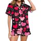 thumbnail image 1 of Conjunto de Verano para las Mujeres Día de San Valentín Amor Impreso Cuello de Manga Corta con Pantalones Cortos, Poliéster Ligero para el Uso Informal, 1 of 9