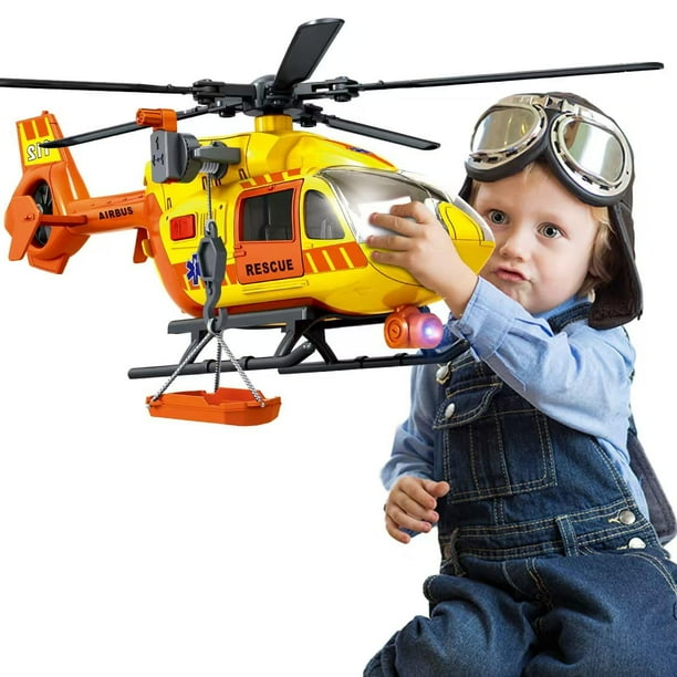 Helicóptero de rescate y transporte de juguete CSDCSD para niños de más de 3 años con grúa