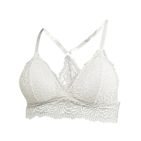 

YWDJ Sport Bras for Women Women Lace Fashion Sling Without Steel Ring Small Sling White