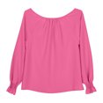 thumbnail image 6 of MKOSPLRT Casual Dressy Tops for Kid Girls Long Sleeve Smocked Cuffs Shirts V Neck Solid Color Loose T Shirts Oversized Blouses 6-16 Years, 6 of 8