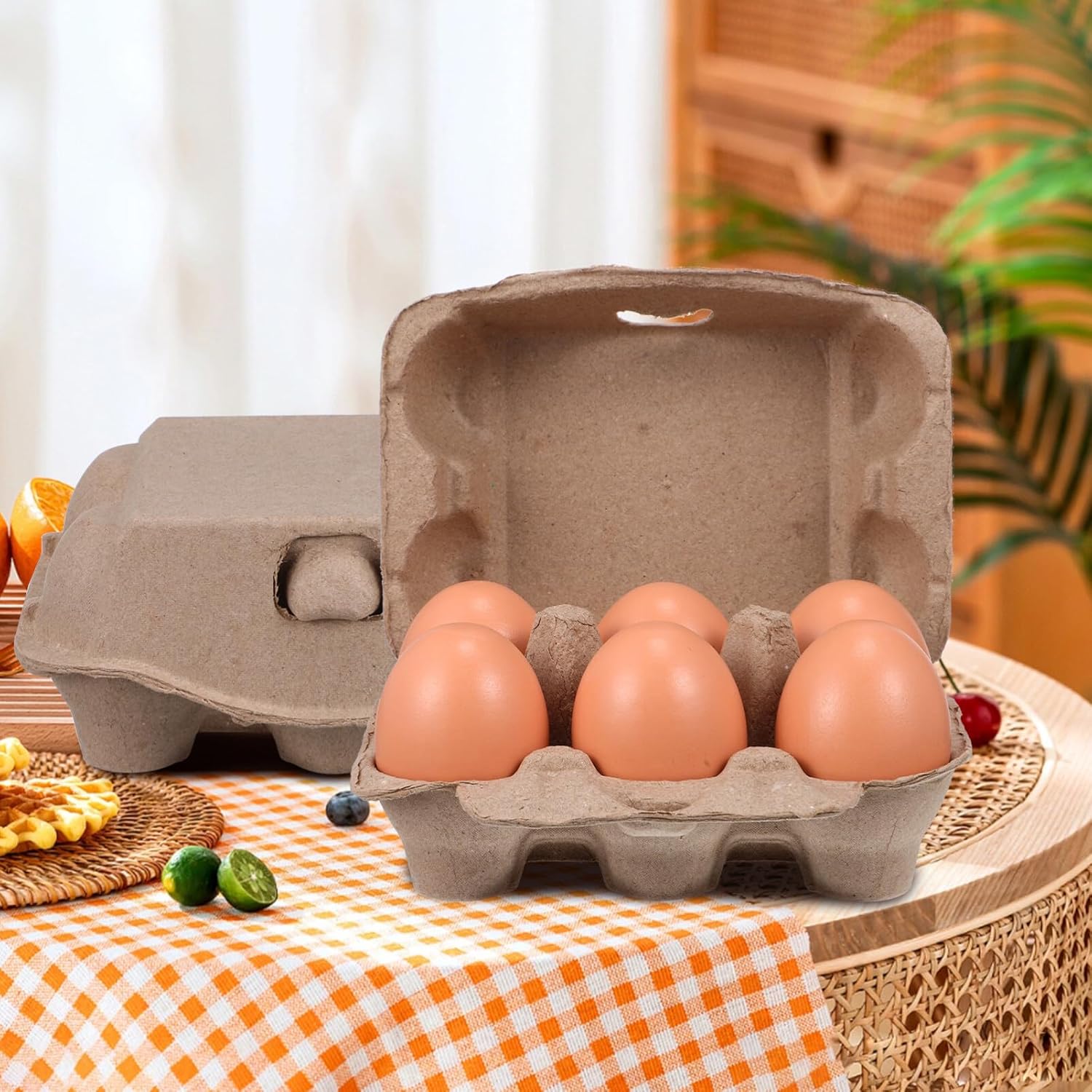 Waqn Egg Cartons Half Dozen Egg Storage Containers Holder, Blank Paper Egg Cartons Storage Tray Chicken Eggs Box, 25pcs A605