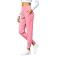 thumbnail image 6 of Risckoth Women's Jogger Leggings High Waist Front Pockets Cuffed Ankle Slim Fit Yoga Pants S-2XL, Pink, 6 of 7