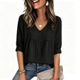 thumbnail image 5 of Women's Plus Size Peplum V Neck Lace 3/4 Sleeve Top Loose Casual, 5 of 6