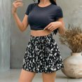 thumbnail image 2 of Wxolcjlv Womens Brush Print Shorts Drawstring Paperbag Waist Flowy Shorts, 2 of 5
