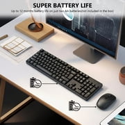 SANPTENT Wireless Keyboard and Mouse Combo, 104 Full Size Keyboard, 2.4GHz Portable for Windows, Mac Os, Desktop, PC, Laptop, Black