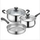 thumbnail image 3 of Olla de acero inoxidable 430 de tres piezas, olla para sopa, olla para leche, juego de wok, olla multiusos, 3 of 3