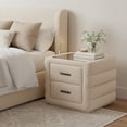 thumbnail image 3 of Soffice Nightstand Beige End Table, Modern Style, Tempered Glass rectangular shape tabletop, MDF, Indoor Bedroom, 3 of 12