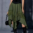 thumbnail image 2 of LWavelet Asymmetrical Lace Trim Midi Skirt Women Casual Trendy Edgy Versatile Bottoms Green L, 2 of 5