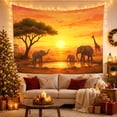 thumbnail image 3 of African Savanna Elephants at Sunset, Majestic Illustration for Nature Lovers, Wildlife Wall Art Decor Housewarming Gift Tapestry Wall Hanging for Living Room and Bedroom, 3 of 7