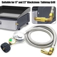 thumbnail image 6 of Upgraded 6 FT Stainless Braided Propane Regulator Hose with Gauge, QCC1 Propane Adapter Hose Regulator for 20lb Tank with Elbow Adaptor, Replacement Part for Blackstone Weber LP Gas Grill Heater, 6 of 7
