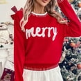 thumbnail image 2 of Merry Christmas Sweaters for Women Loose Crew Neck Long Sleeve Versatile Ladies Cute Pullover Fall Winter Casual Knitted Tops, 2 of 8