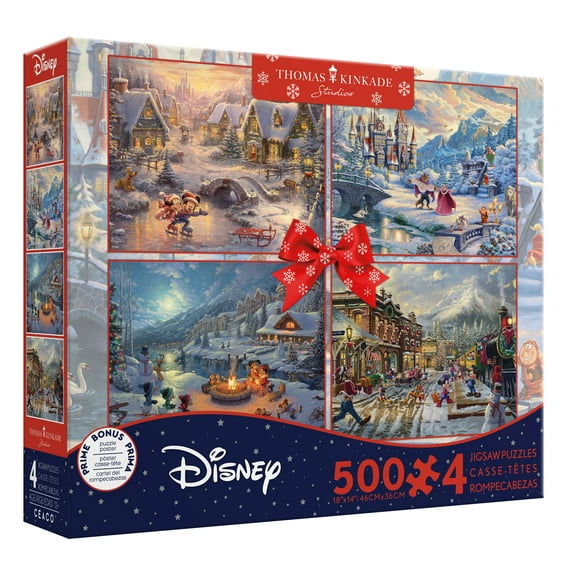 Ceaco 4 in 1 Thomas Kinkade Holiday Collection Multipack Interlocking Jigsaw Puzzles
