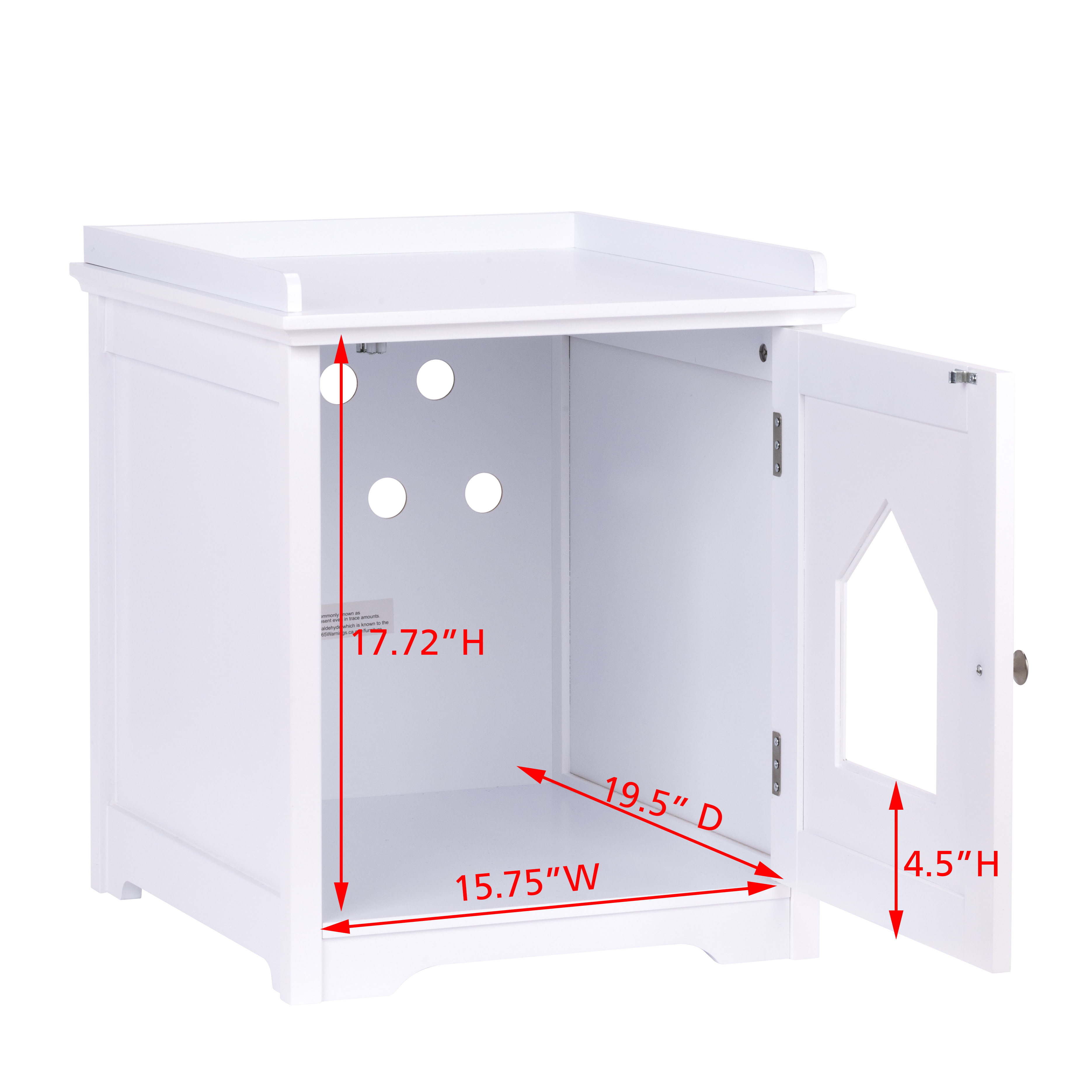 PAWLAND Cat Litter Box Enclosure, Cat House Side Table,Night Stand Pet House, Indoor Cat House, White