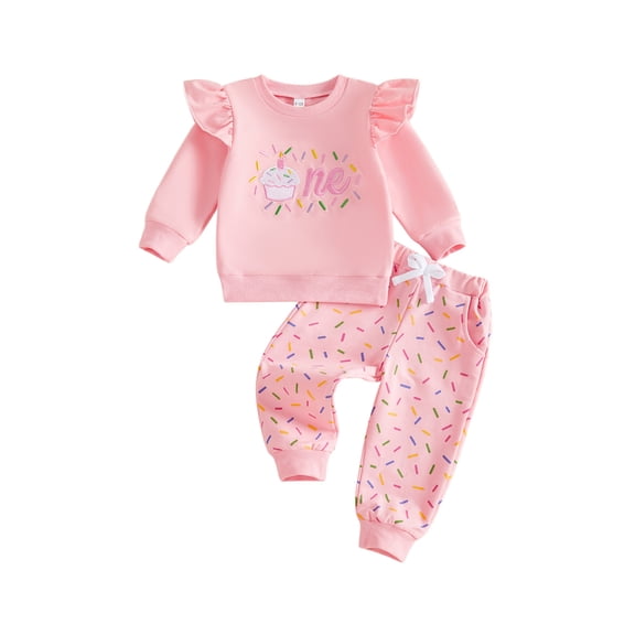 RUINIXCW Baby Girls First Birthday Outfits Long Sleeve Crew Neck Tops and Pants Set