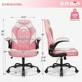 thumbnail image 3 of N-GEN Video Gaming Chair Ergonomic Computer Desk Office Chair with Lumbar Support Adjustable Height Swivel Wheels Flip-Up Arms PU Leather Home and Office (Pink), 3 of 10