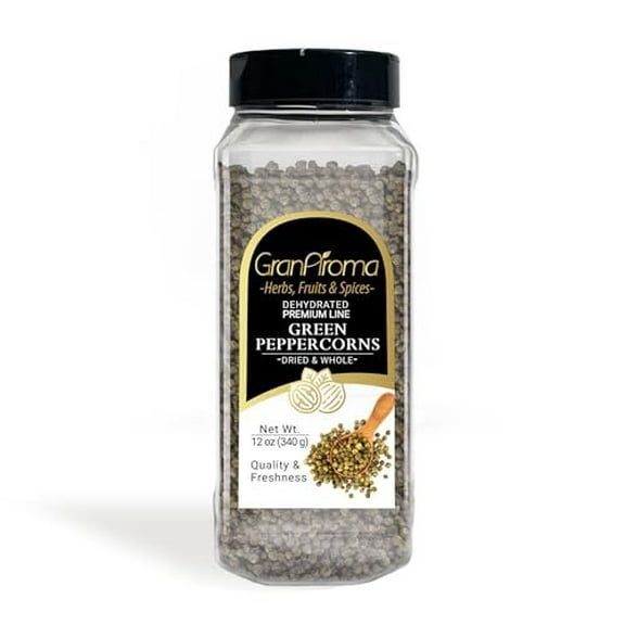 GranAroma Green Peppercorns, Whole & Dried, Fresh Flavor 12 Ounce