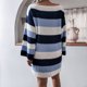 thumbnail image 5 of Vestido suéter con hombros descubiertos, rayas, bloques de color, holgado, manga larga, vestido de punto informal suelto para otoño invierno, azul oscuro L, 5 of 8