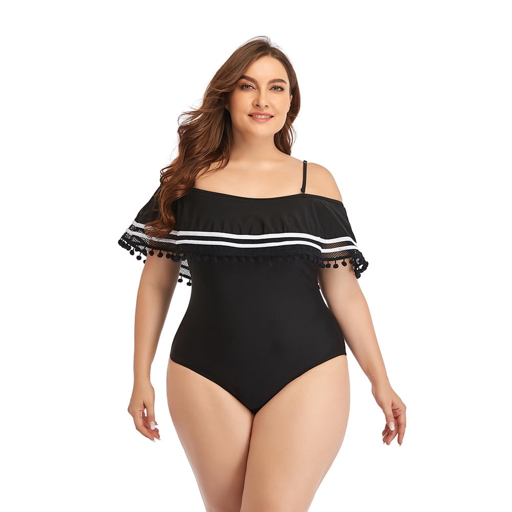 Women Plus One Piece Bathing Suit Tummy Control Swimsuit Swim Dress Swimwear L-3XL Walmart.com