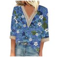thumbnail image 1 of Fiudx Ofertas Flash Del Día Top de Manga Media y Larga Holgado Estampado con Cuello En V Informal a La Moda Sexy para Mujer, 1 of 4