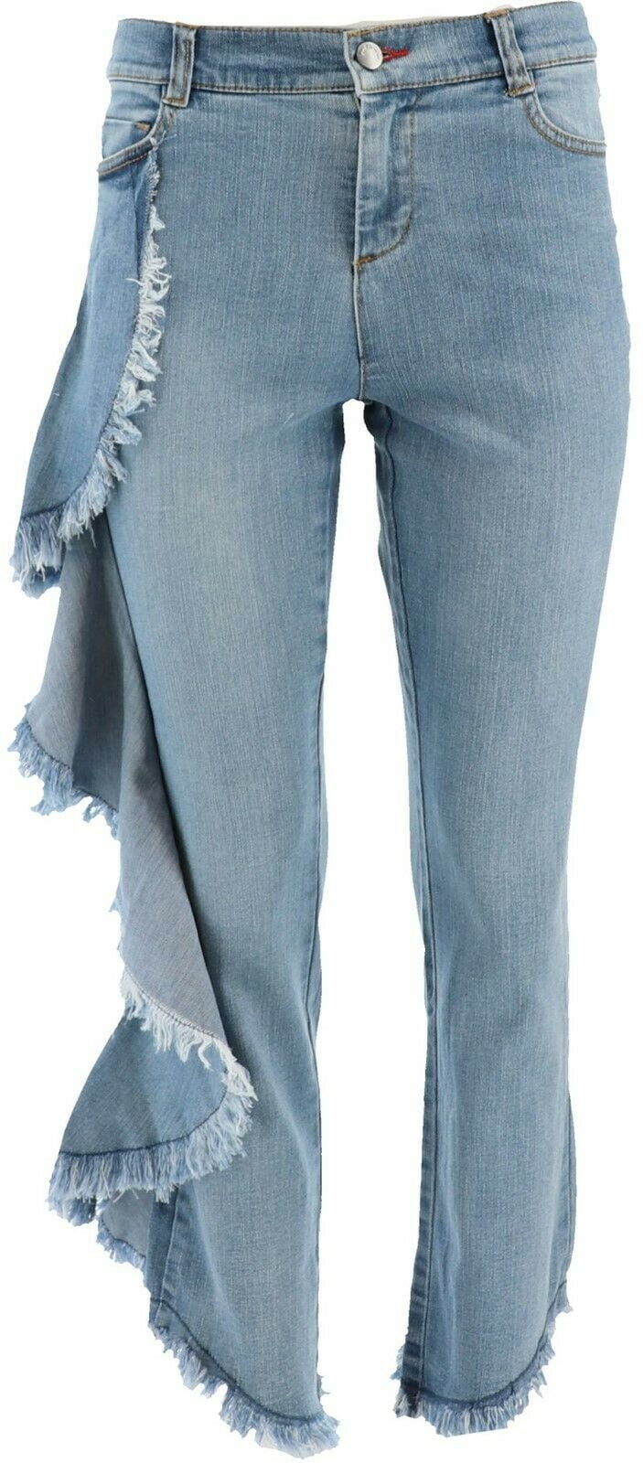 Medium Wash Side Ruffle Ankle Jeans 