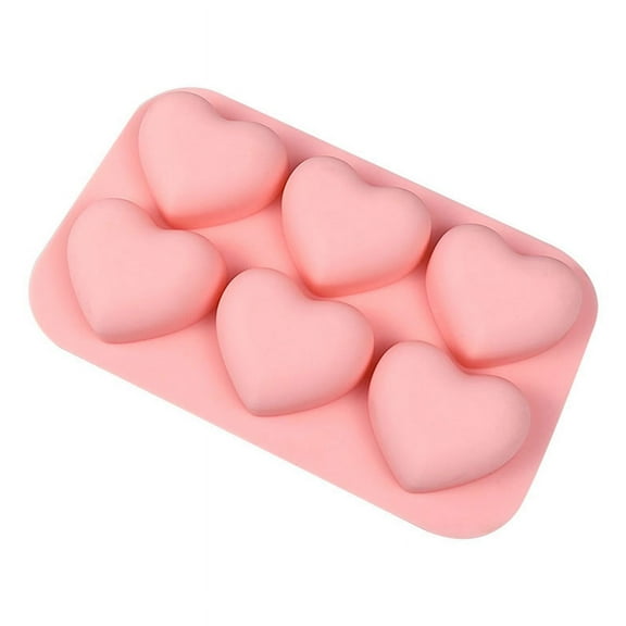 AOOOWER 6 Holes Heart Shape Silicone Material Cake Mould Silicone Cupcake Mold for Home Kitchen DIY Baking Gift for Baking Lover