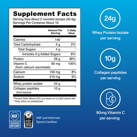 Vital Proteins Whey Protein + Collagen Peptides Powder, Supports Lean Muscle, Recovery and Joint Health, Chocolate, 22.8oz