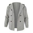 thumbnail image 3 of Kureaily Autumn And Winter Men's Soil Trench Coat Long Lapel Hood Space Double Breasted Casual Trench Coat, 3 of 8